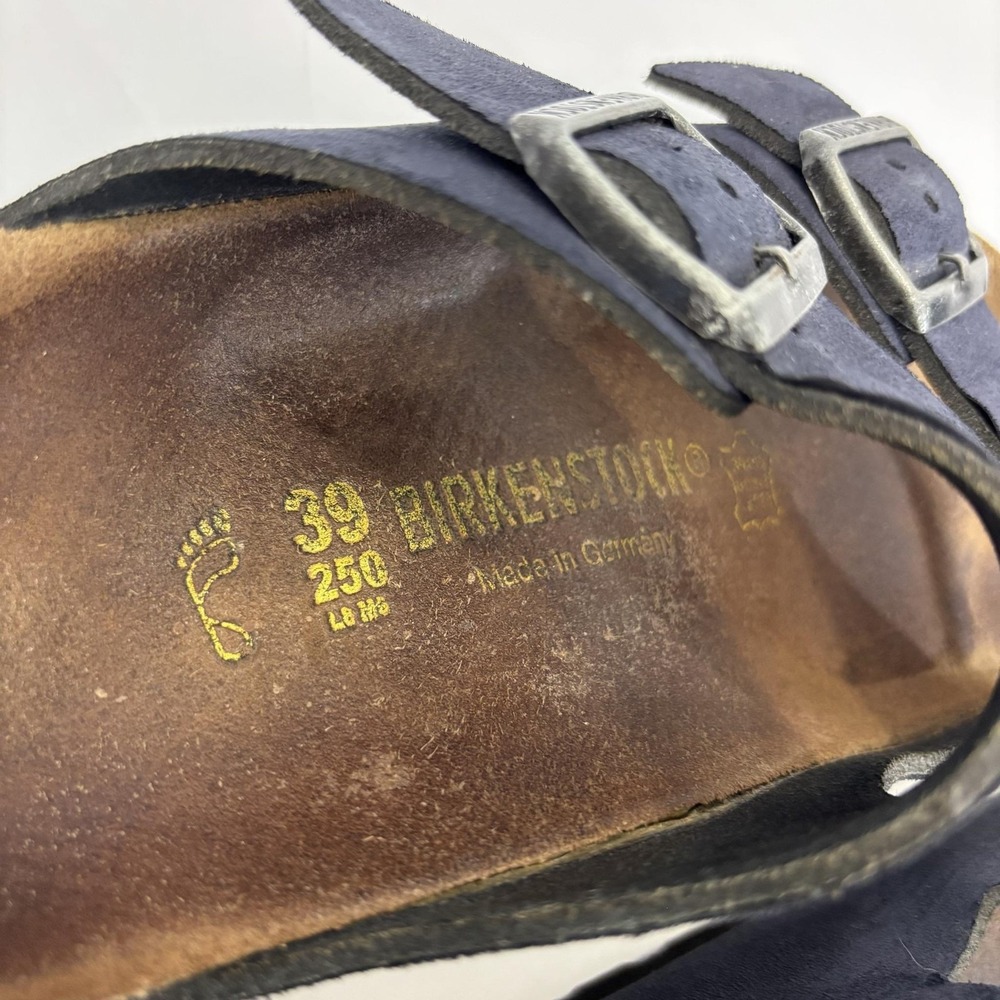 Birkenstock Arizona Sandals Womens 8 39 Blue Suede Shoes Comfort Cork Germany - Picture 7 of 13